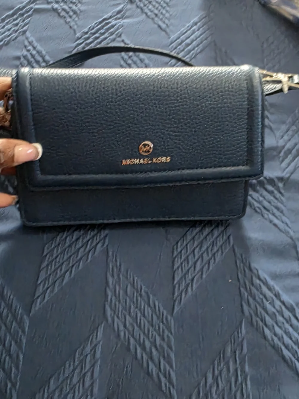 N/A navy pebbled
